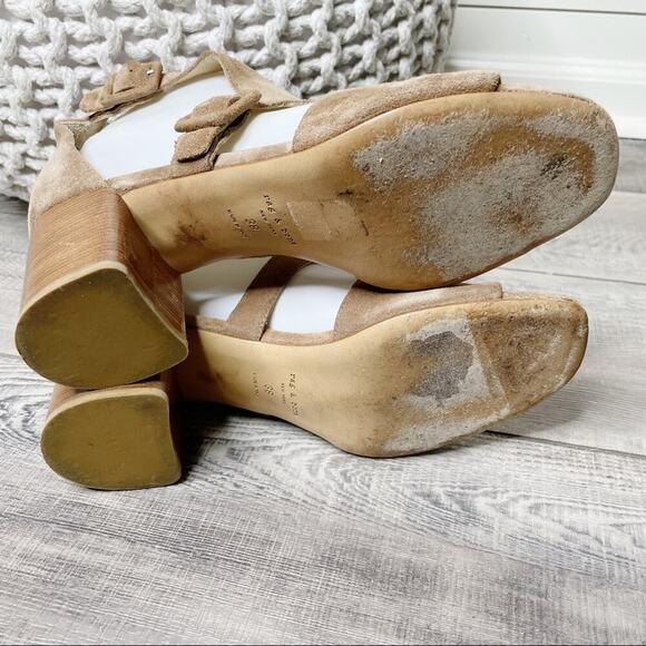 Rag & Bone Matteo Suede Double Buckle Block Heel Sandals Mineral Brown Size 38 - Picture 10 of 12
